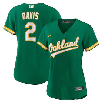 womens nike khris davis green oakland athletics alternate r